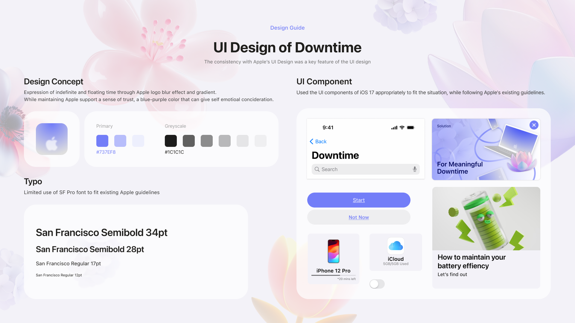 Downtime — UI design